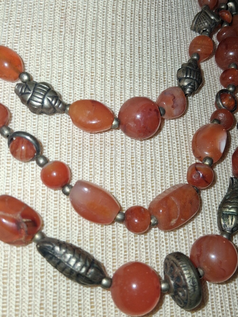 Vintage Multi-Strand Carnelian & Silver Necklace - Picture 4 of 8